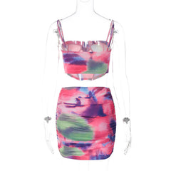 Danielle Printed Sleeveless Mini Skirt Set