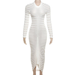 Princess Dior Crochet Knit Long Sleeve Midi Dress