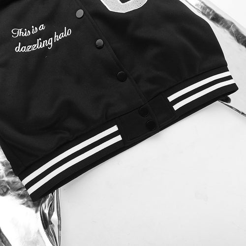 Shining Bright Metallic Embroidered Varsity Jacket