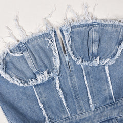 Give You A Show Studded Ripped Denim Romper