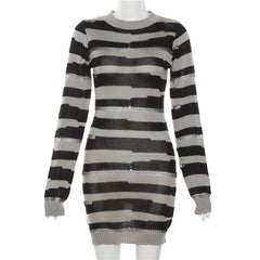 Kristen Cutout Striped Sweater Knit Mini Dress