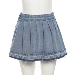 Sienna Washed Pleated Denim Mini Skirt