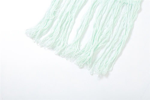 Serenity High Rise Cutout Crochet Knit Fringe Midi Skirt