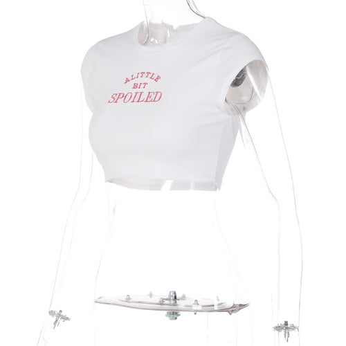 A Little Bit Spoiled Ribbed Crop T-Shirt