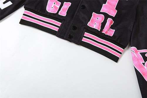 IT GIRL Printed Varsity Jacket