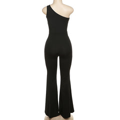 One Strap Sleeveless Bell Bottom Jumpsuit