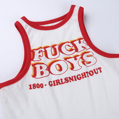 F Boys Graphic Print Cropped Tank