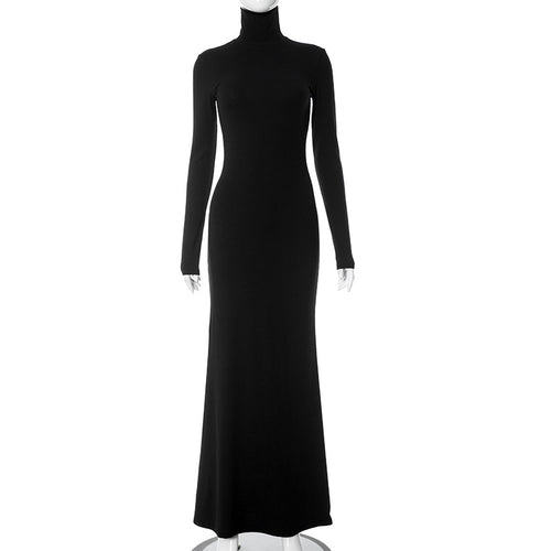 Haley Turtleneck Long Sleeve Fitted Fishtail Maxi Dress