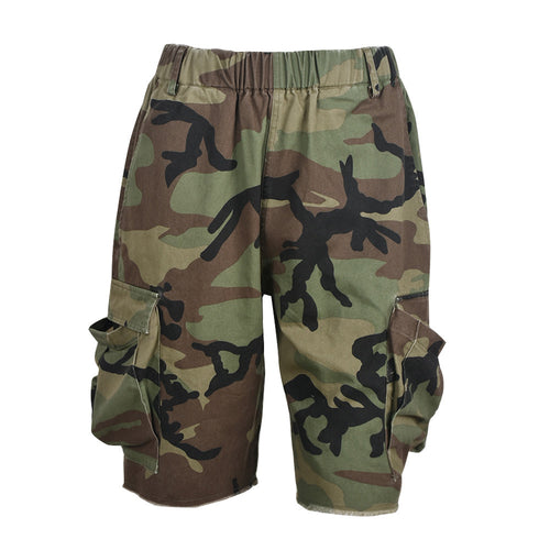 Leigh Elastic Waist Camouflage Cargo Pocket Shorts