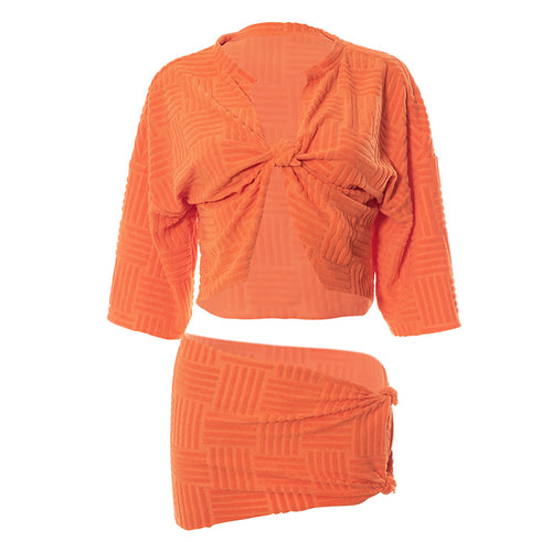 Jada Twist Front Textured Mini Skirt Set