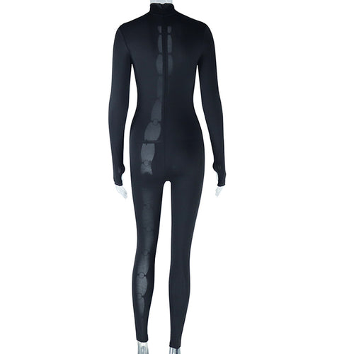 Running Circles High Collar Long Sleeve Jumpsuit