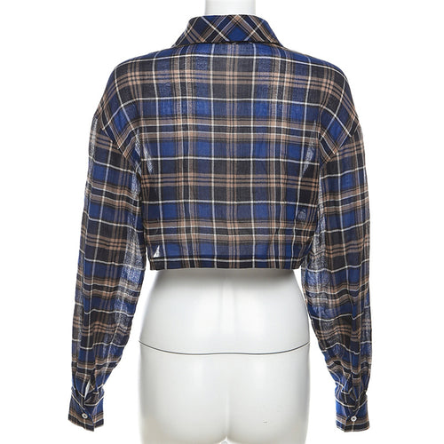 Falling For You Checkered Button Down Cropped Shirt