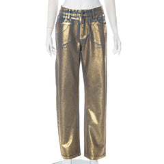 Drip Like Me Metallic Straight Leg Denim Jeans