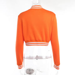 Robin Cropped Button Front Varsity Jacket