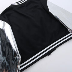 Shining Bright Metallic Embroidered Varsity Jacket