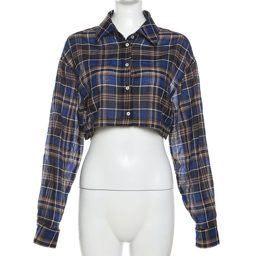 Falling For You Checkered Button Down Cropped Shirt