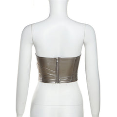 Metallic Stapless Crop Tube Top