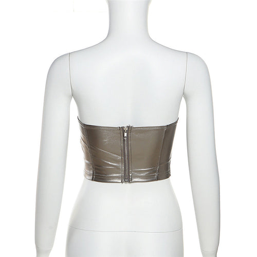 Metallic Stapless Crop Tube Top