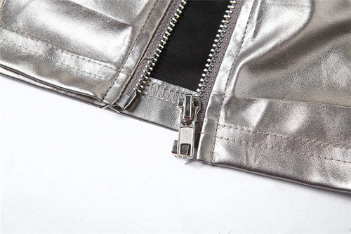 Metallic Stapless Crop Tube Top