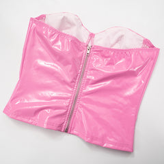 Bubblegum Pippin' Faux Leather Corset Bootcut Pant Set