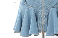 Gone Viral Ruffled Denim Mini Skirt