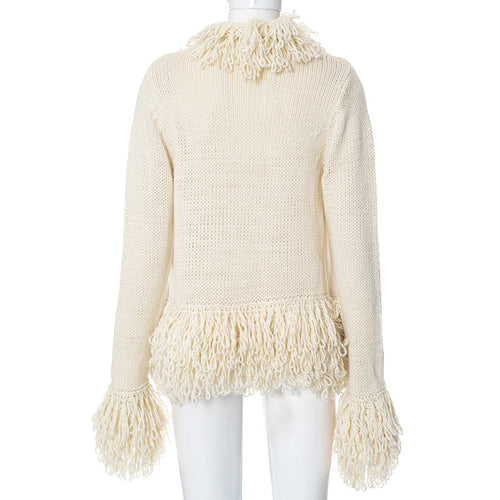 It's Giving IT Girl Crochet Knit Fringe Cardigan