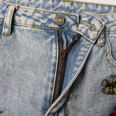 Give Me Flowers High Waist Light Wash Ripped Denim Jeans