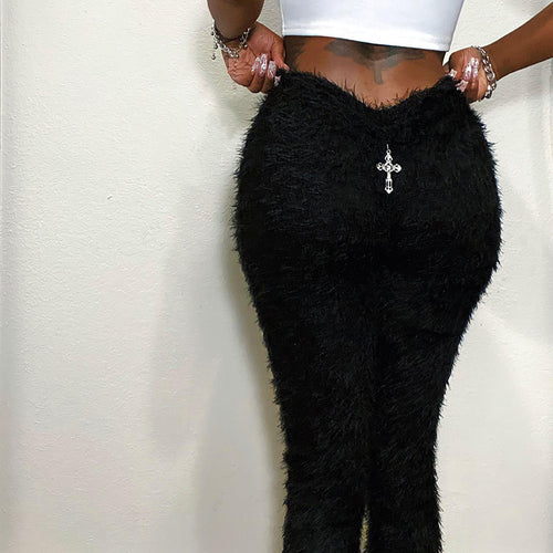 Most Sacred Fuzzy Cross Charm Pants