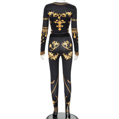 High Class Baddie Printed Long Sleeve Pant Set