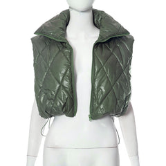 Sade High Neck Drawstring Puffer Vest