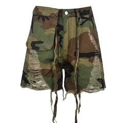 Open Fire Distressed Camouflage Shorts