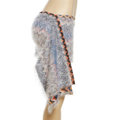 Gia Low Waist Chevron Fuzzy Mini Skirt