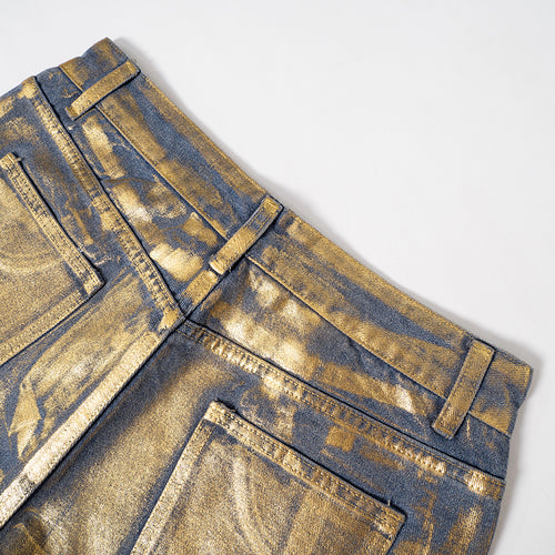 Drip Like Me Metallic Straight Leg Denim Jeans