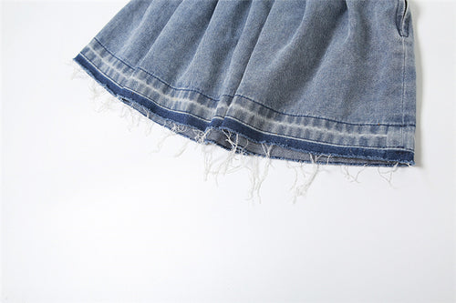 Sienna Washed Pleated Denim Mini Skirt