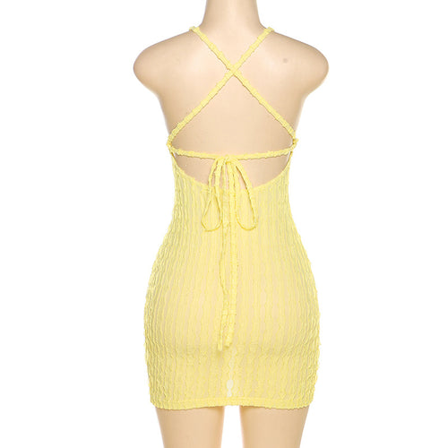 Summertime Fine Textured Cross Strap Mini Dress