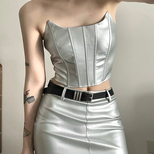 Metallic Corset Mini Skirt Set