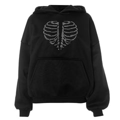 To The Bone Rhinestone Pullover Hoodie