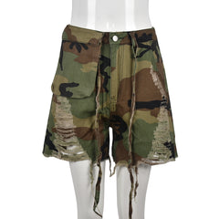 Open Fire Distressed Camouflage Shorts
