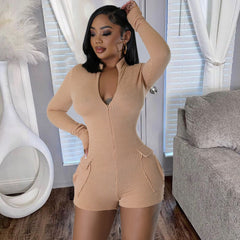 Can You Handle It Ribbed Knit Long Sleeve Romper