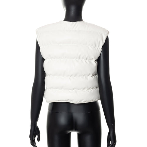 Milan Faux Leather Cropped Puffer Vest