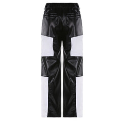 Ride For Me Faux Leather V Cut Straight Leg Pants