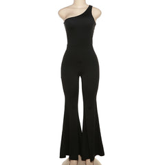 One Strap Sleeveless Bell Bottom Jumpsuit