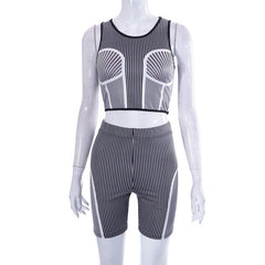 A Fine Line Biker Short Set - CloudNine Fash Boutique