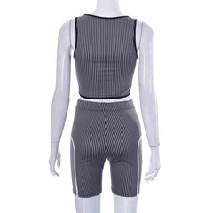 A Fine Line Biker Short Set - CloudNine Fash Boutique