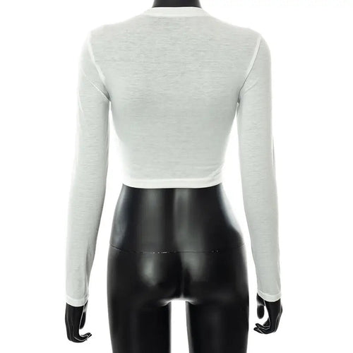 A Little Daring Chain Long Sleeve Cropped Top - CloudNine Fash Boutique