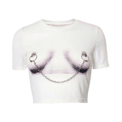 A Little Daring Chain Short Sleeve Cropped Tee - CloudNine Fash Boutique