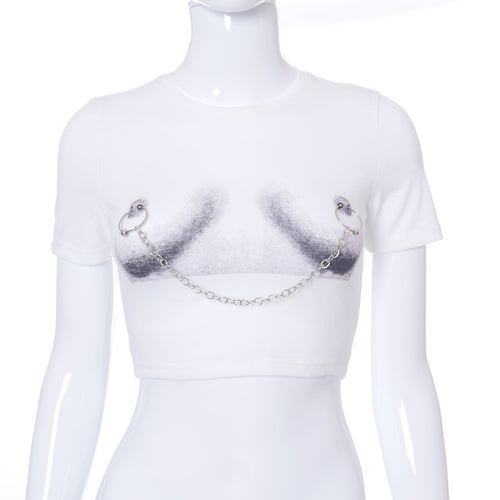 A Little Daring Chain Short Sleeve Cropped Tee - CloudNine Fash Boutique