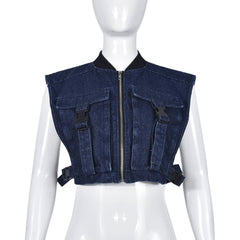 Ain't Gonna Answer Denim Buckle Vest Top - CloudNine Fash Boutique