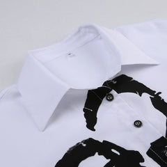 All The Faces Graphic Collared Cropped Shirt - CloudNine Fash Boutique