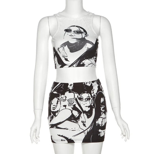 All The Faces Printed Skirt Set - CloudNine Fash Boutique